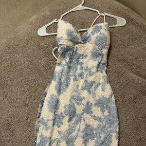 Brand New Windsor Blue and White Prom Sequin Long Dress